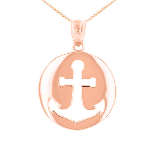 Rose Gold Anchor Nautical Pendant Necklace