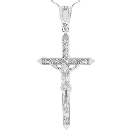 Sterling Silver Passion Cross Crucifix Pendant Necklace 1.63"( 41 mm)