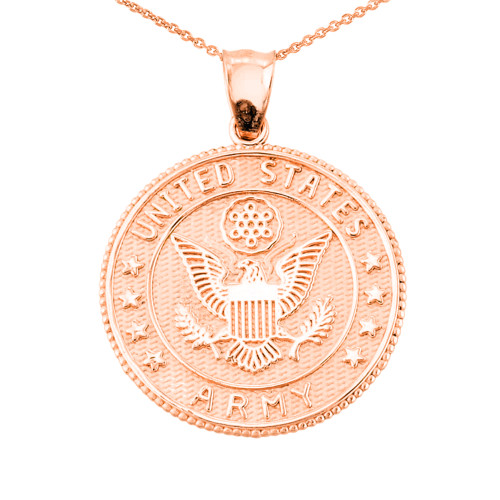 Rose Gold US Army Coin Pendant Necklace