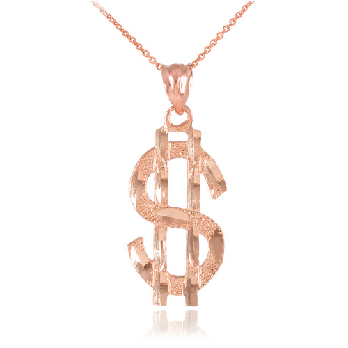 Rose Gold Dollar Sign Pendant Necklace