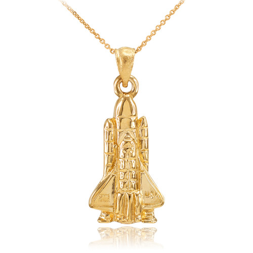 Yellow Gold Space Shuttle Pendant Necklace