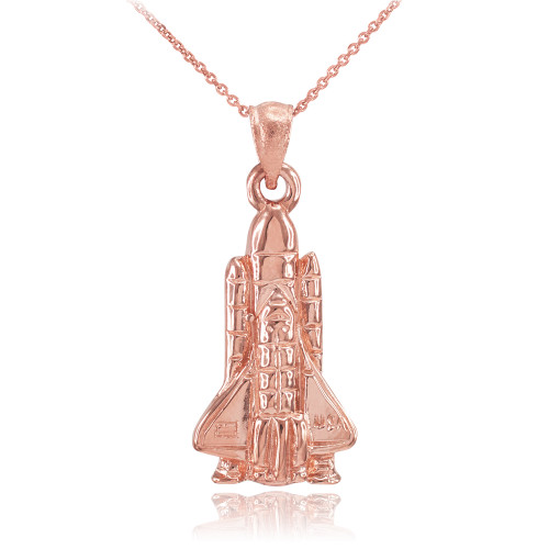 Rose Gold Space Shuttle Pendant Necklace