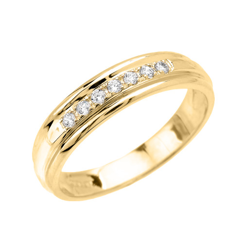 Men's Diamond Accent Wedding Band in Yellow Gold