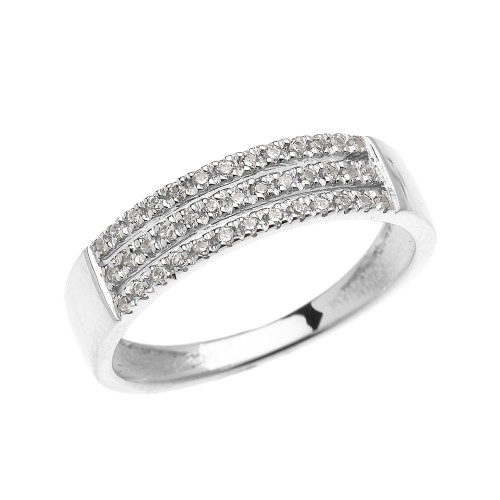 Elegant White Gold Micro Pave Modern Wedding Ring