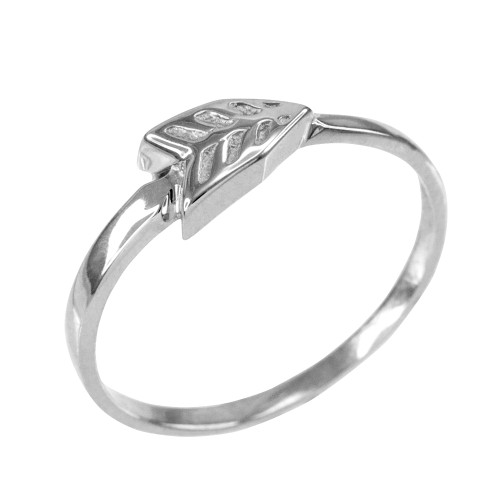Polished White Gold Arrow Ring for Women
