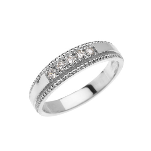 White Gold Elegant Cubic Zirconia Wedding Band Ring For Her