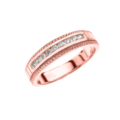 Rose Gold Cubic Zirconia Wedding Band For Her