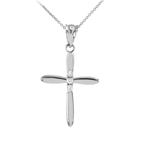 Elegant 925 Sterling Silver Cross CZ Pendant Necklace