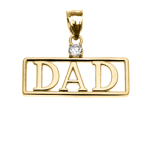 Yellow Gold "DAD" Diamond Pendant Necklace
