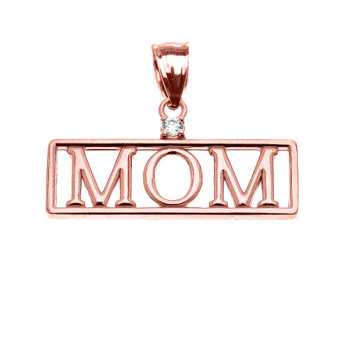Rose Gold "MOM" Diamond Pendant Necklace