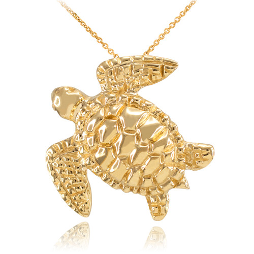 Yellow Gold Turtle Pendant Necklace