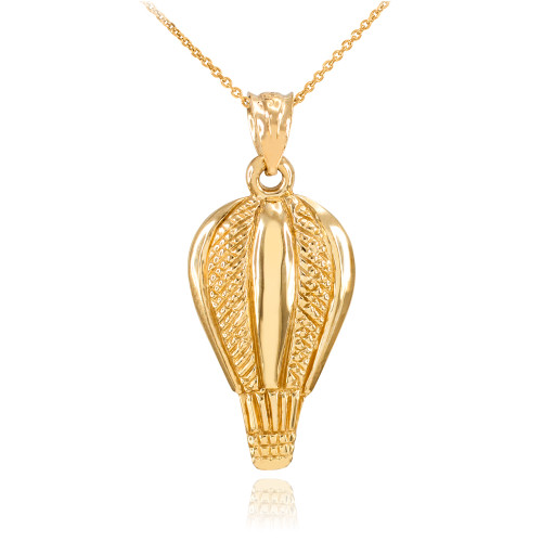 Polished Gold Air Balloon Pendant Necklace