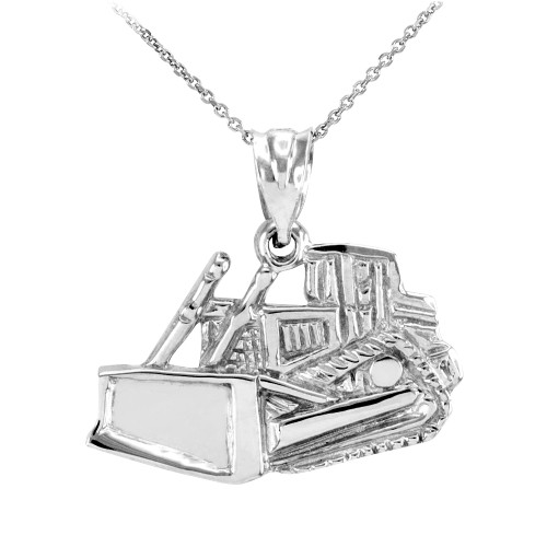Sterling Silver Bulldozer Pendant Necklace
