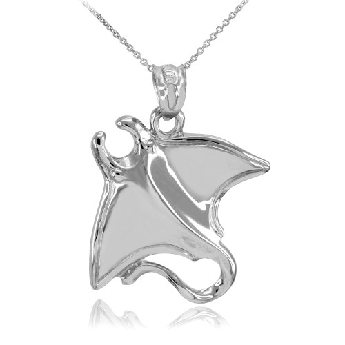 Fine White Gold Sting Ray Pendant Necklace