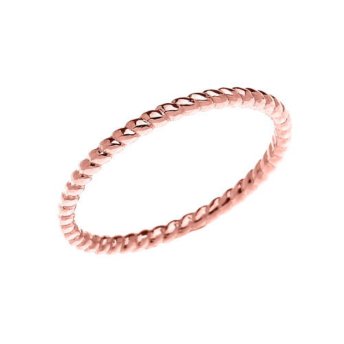 Rose Gold Dainty Stackable Rope Design Ring