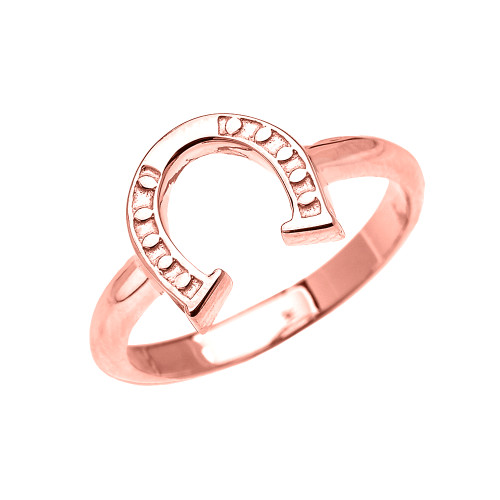 Rose Gold Dainty Horse Shoe Good Luck Ladies Ring