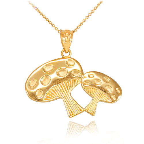 Gold Mushrooms Pendant Necklace