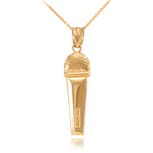 Gold Microphone Pendant Necklace