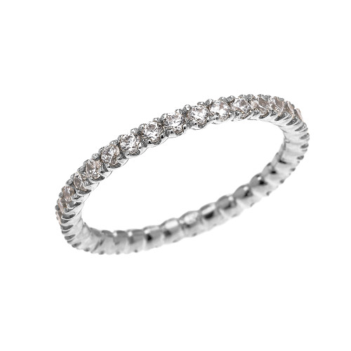White Gold 1.5 Carat Cubic Zirconia Stackable Wedding Band