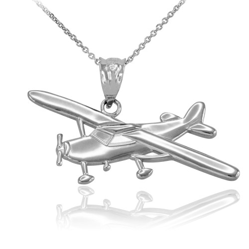 Sterling Silver Airplane Pendant Necklace