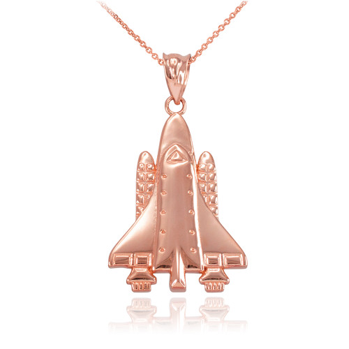 Rose Gold Space Ship Pendant Necklace