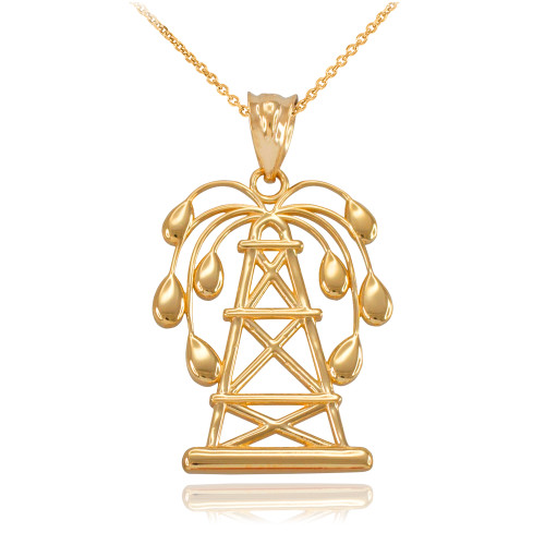 Yellow Gold Gushing Oil Well Pendant