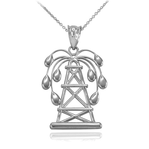 Sterling Silver Gushing Oil Well Pendant