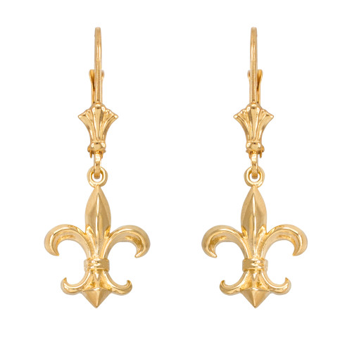 14k Yellow Gold Fleur-de-Lis Earrings