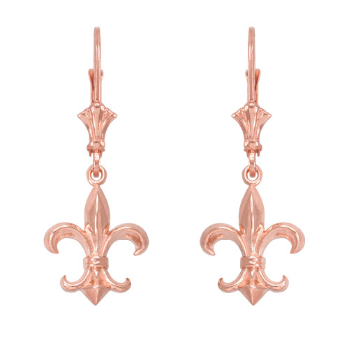 14k Rose Gold Fleur-de-Lis Earrings