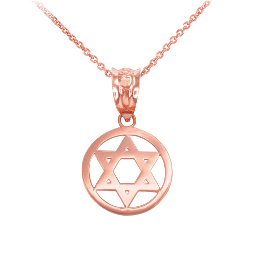 Rose Gold Encircled Star of David Pendant Necklace