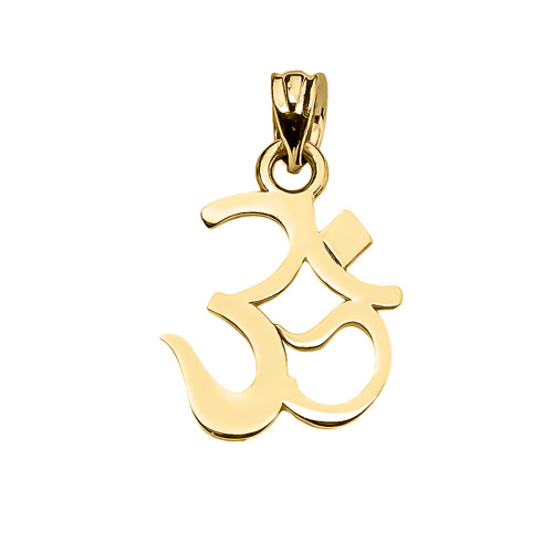 Yellow Gold OHM (OM) Ganesh Pendant Necklace