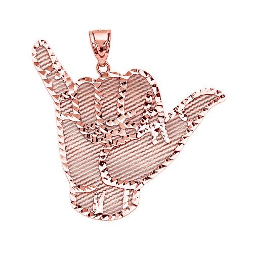 Rose Gold "Hang Loose" Shaka Sign Pendant