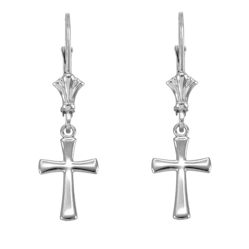 Sterling Silver Rounded Cross Earrings