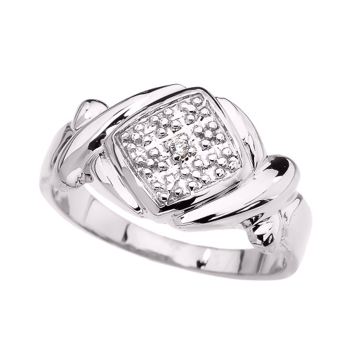 White Gold Love Hugs and Kisses (XOXO) Unisex Ring