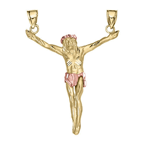 Yellow Gold Crossless Crucifix Pendant Necklace (Large)