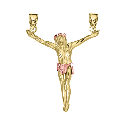 Yellow Gold Crossless Crucifix Pendant Necklace (Medium)