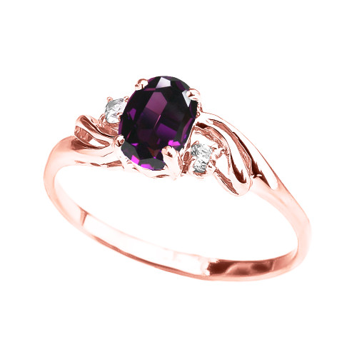 Rose Gold Amethyst Oval Solitaire Proposal Ring