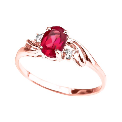 Rose Gold (LCR) Ruby Oval Solitaire Proposal Ring