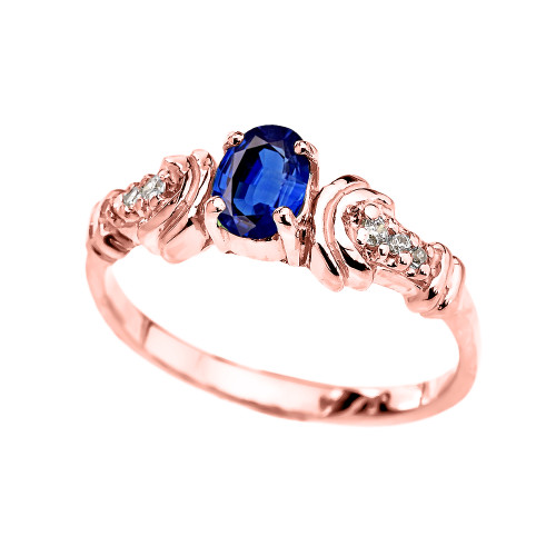 Rose Gold Diamond and Sapphire Oval Solitaire Proposal Ring