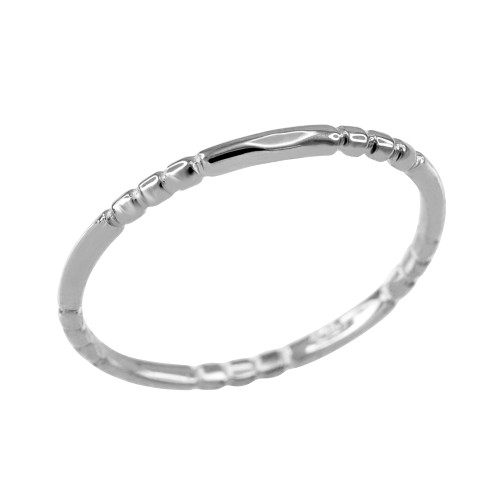 White Gold 1.3 mm Beaded Knuckle Band Ring