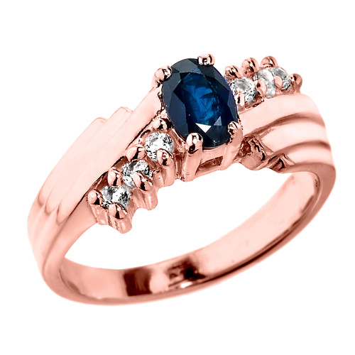 Dazzling Rose Gold Diamond and Blue Sapphire Proposal Ring