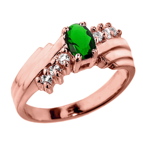 Dazzling Rose Gold Diamond and Emerald Proposal Ring