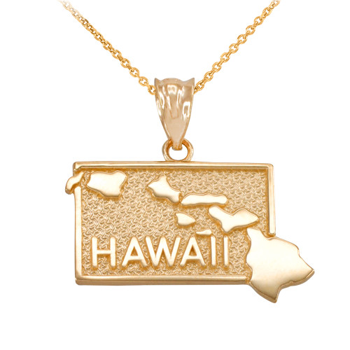 Yellow Gold Hawaii State Map Pendant
