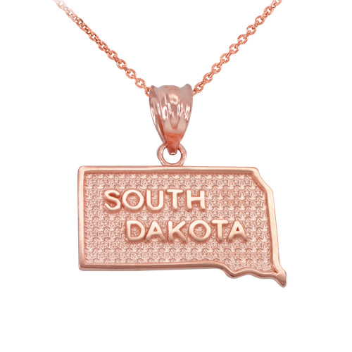 Rose Gold South Dakota State Map Pendant Necklace
