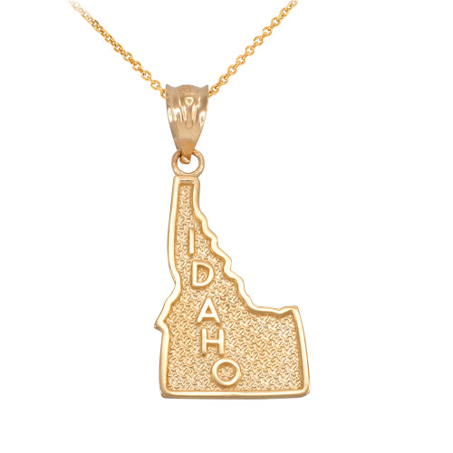 Yellow Gold Idaho State Map Pendant Necklace