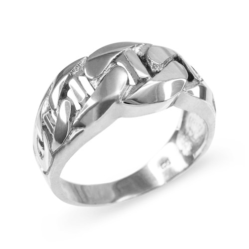 White Gold Mariner Link Chain Ring