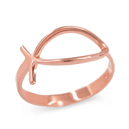 Rose Gold Christian Ichthus Ring