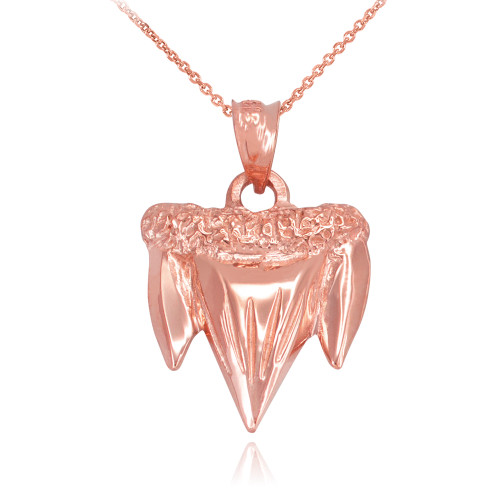 Rose Gold Shark Tooth Pendant Necklace