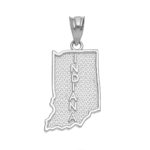 Sterling Silver Indiana State Map Pendant Necklace