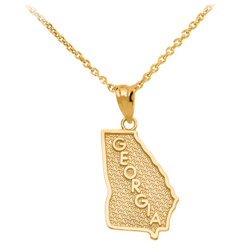 Yellow Gold Georgia State Map Pendant Necklace